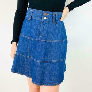 Gorman Mid Blue Denim Skater Mini Skirt - Sz 10 / S